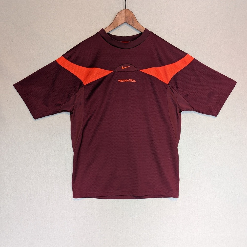 Nike Team Mens Virginia Tech Hokies Dri-FIT T-Shirt Maroon Orange Small VT Sport